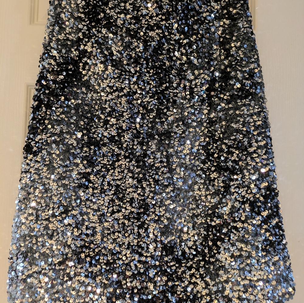 MaxMara Black and Silver Sequin A-Line Skirt